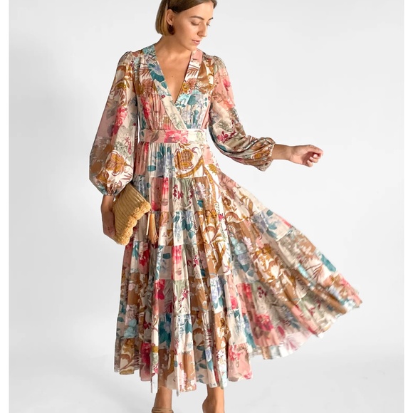 Zimmermann Dresses & Skirts - ZIMMERMANN Cassia Patchwork Wrap Midi Dress